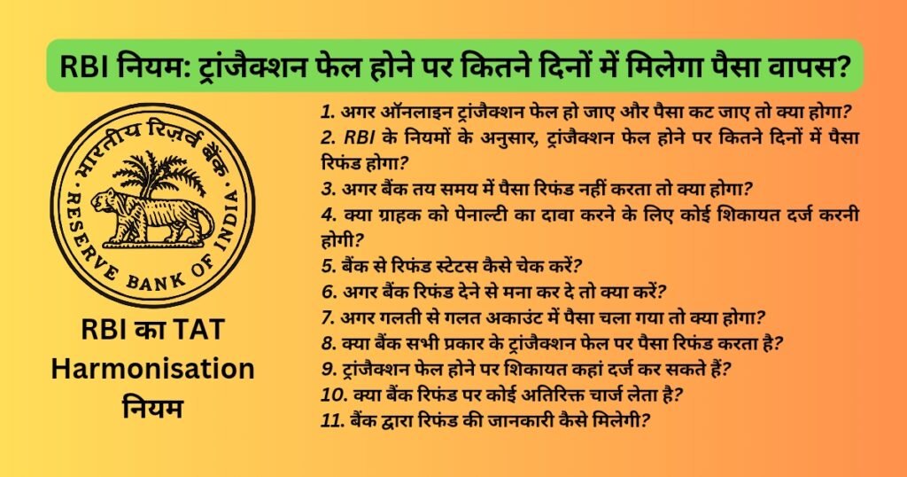 RBI नियम: ट्रांजैक्शन फेल होने पर कितने दिनों में मिलेगा पैसा वापस?